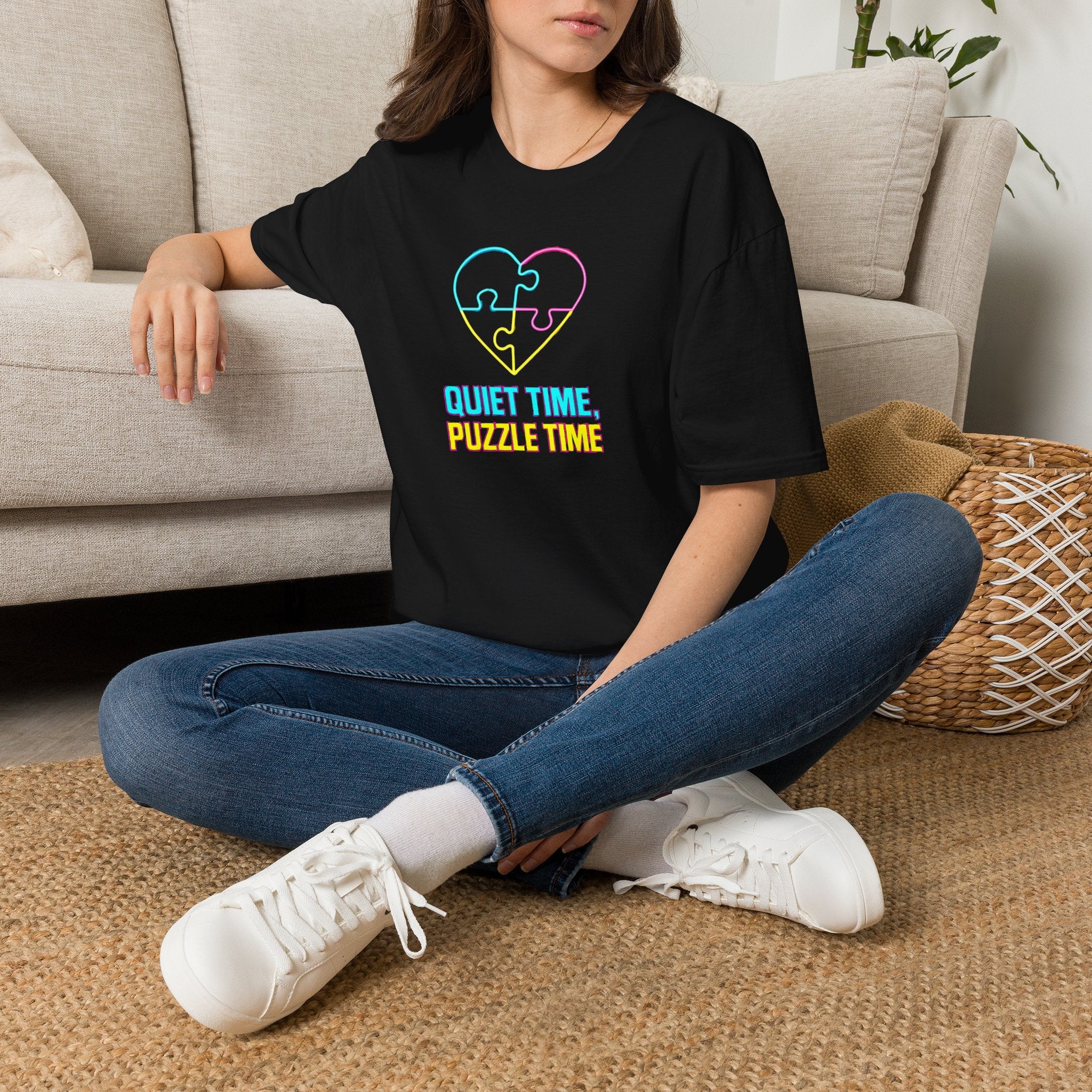 Puzzle Time Neon Heart T-Shirt