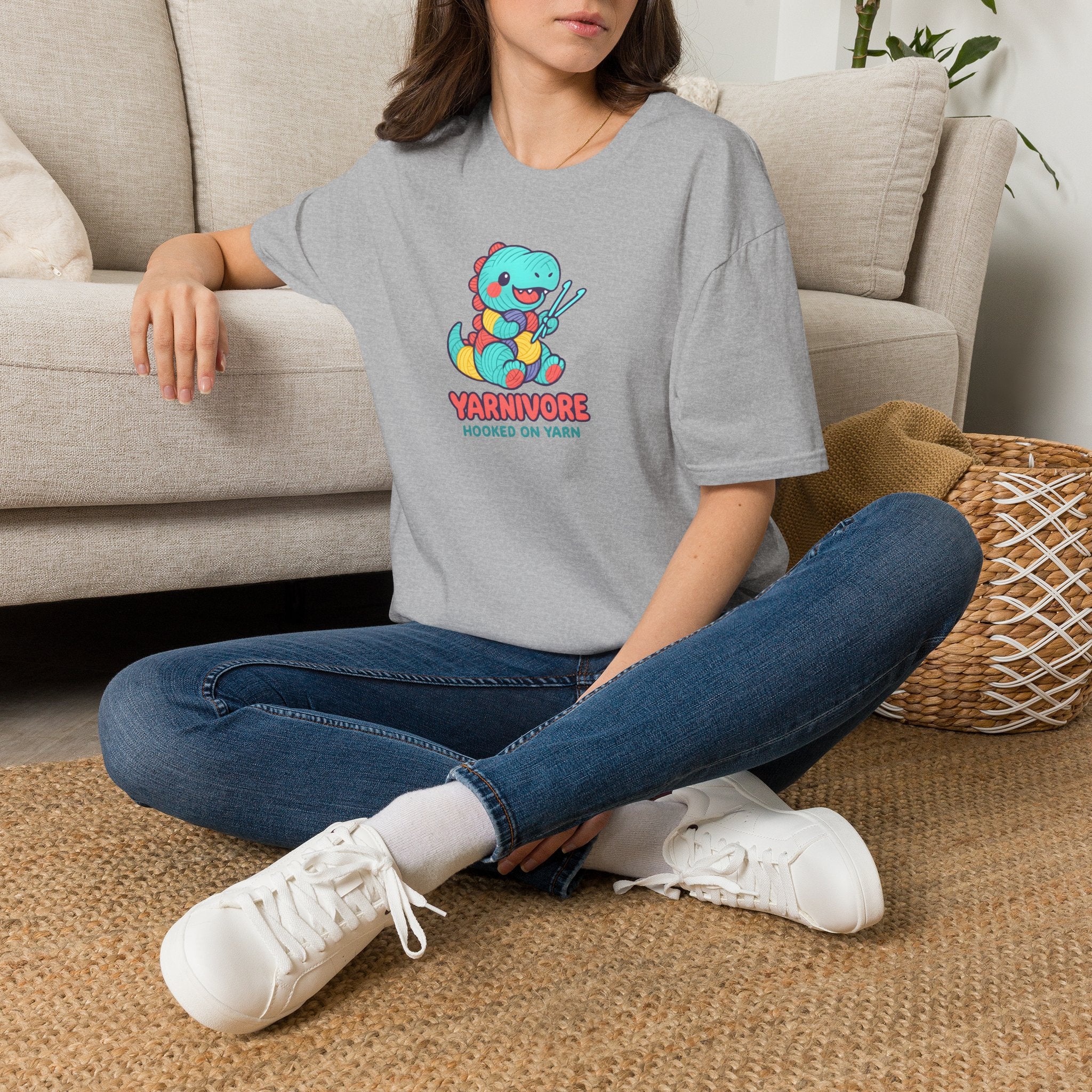 Yarnivore Knitting Dinosaur T-Shirt